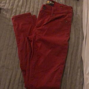 Red lucky skinny jeans